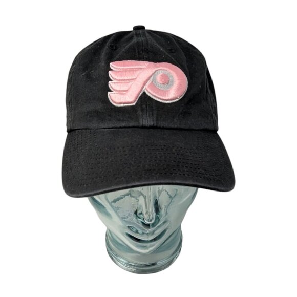 47 Brand Philadelphia Flyers Pink Embroidered Black Baseball Cap Hat One Size - Picture 1 of 11